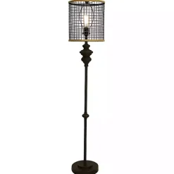 Industrial Edison Bulb Metal Mesh Shade Floor Lamp