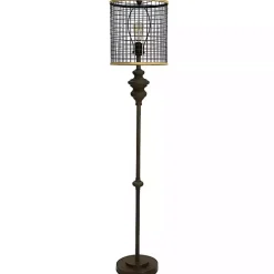 Industrial Edison Bulb Metal Mesh Shade Floor Lamp