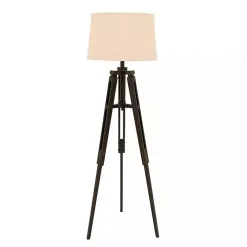 Industrial Tripod Wooden Floor Lamp