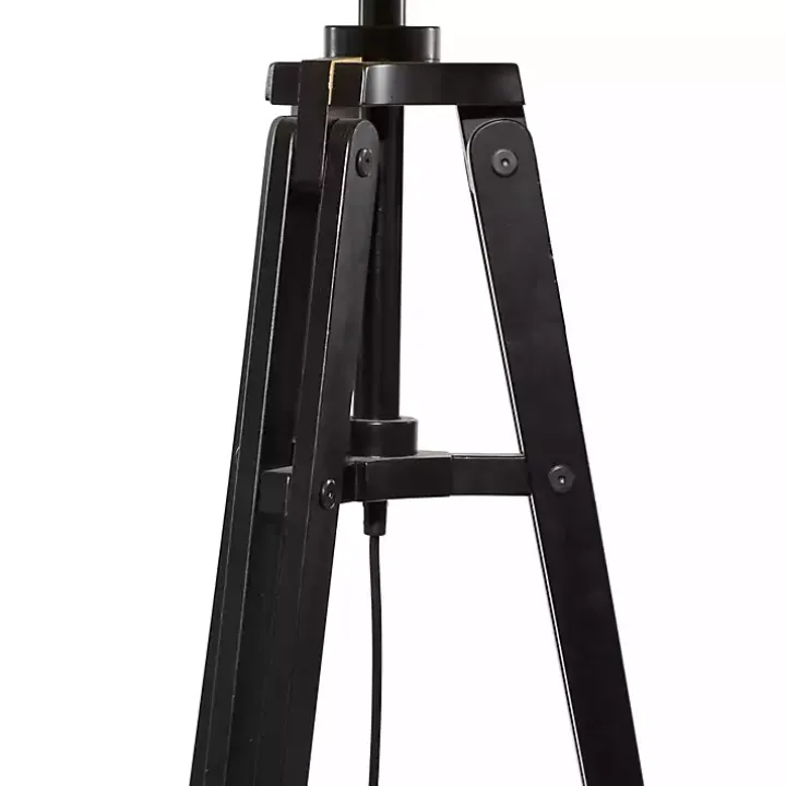 Industrial Tripod Wooden Floor Lamp