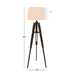 Industrial Tripod Wooden Floor Lamp