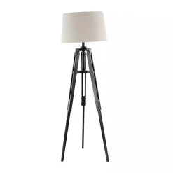 Industrial Tripod Wooden Floor Lamp