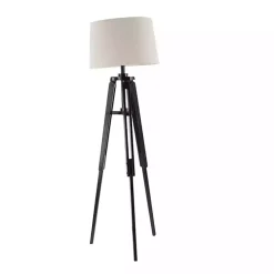 Industrial Tripod Wooden Floor Lamp