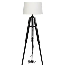 Industrial Tripod Wooden Floor Lamp