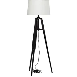 Industrial Tripod Wooden Floor Lamp
