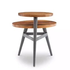 Industrial Two-Tiered Gunmetal Accent Table