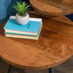 Industrial Two-Tiered Gunmetal Accent Table