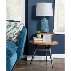 Industrial Two-Tiered Gunmetal Accent Table