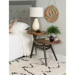 Industrial Two-Tiered Gunmetal Accent Table