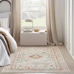 Irsia White Traditional Area Rug, 5x7