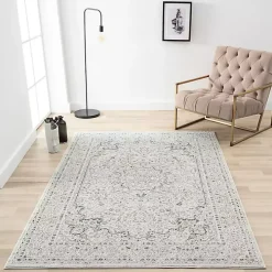 Isabella Gray and Ivory Area Rug, 5x7