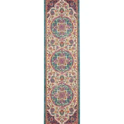 Ivory & Multi Floral Medallion Runner, 2x10