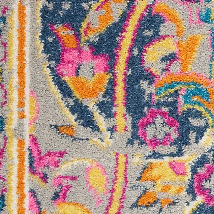 Ivory & Multi Floral Medallion Area Rug, 6x9