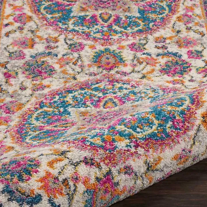 Ivory & Multi Floral Medallion Area Rug, 6x9