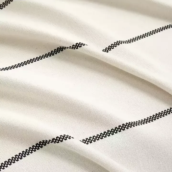 Ivory and Black Striped King Coverlet