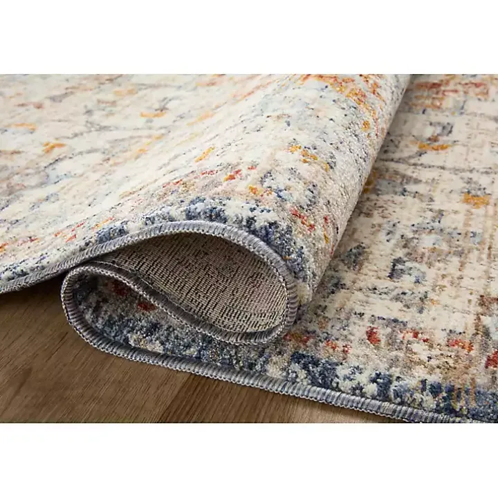 Ivory and Blue Bergamo Area Rug, 5x7