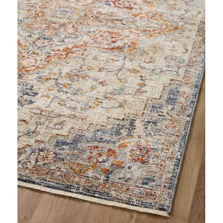 Ivory and Blue Bergamo Area Rug, 5x7