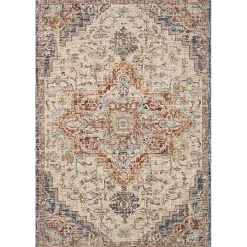 Ivory and Blue Bergamo Area Rug, 6x9