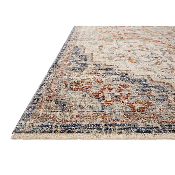 Ivory and Blue Bergamo Area Rug, 6x9