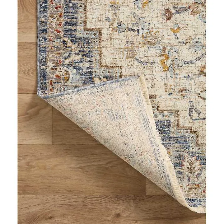 Ivory and Blue Bergamo Area Rug, 6x9