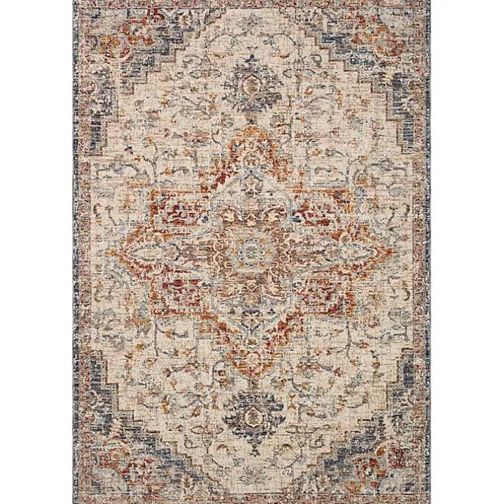 Ivory and Blue Bergamo Area Rug, 7x10