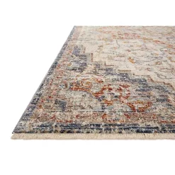 Ivory and Blue Bergamo Area Rug, 7x10