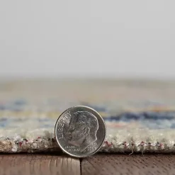 Ivory and Blue Traditional Floral Area Rug, 5x7