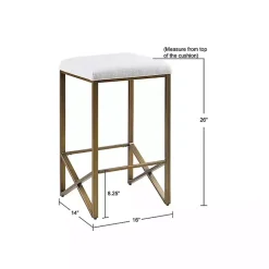 Ivory and Gold Backless Counter Stool