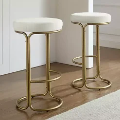 Ivory and Gold Carson Counter Stools, Set of 2