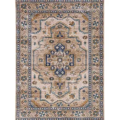 Ivory and Gold Julian Washable Area Rug, 5x7
