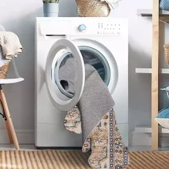 Ivory and Gold Julian Washable Area Rug, 5x7