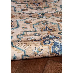 Ivory and Gold Julian Washable Area Rug, 5x7