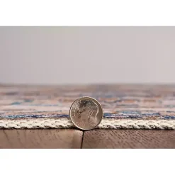 Ivory and Gold Julian Washable Area Rug, 5x7