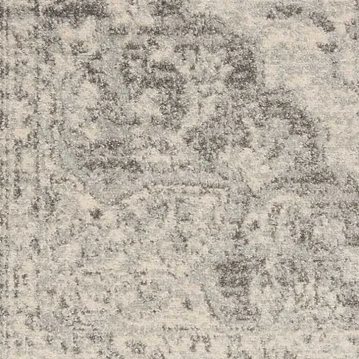 Ivory and Gray Oushak Medallion Runner, 2x7