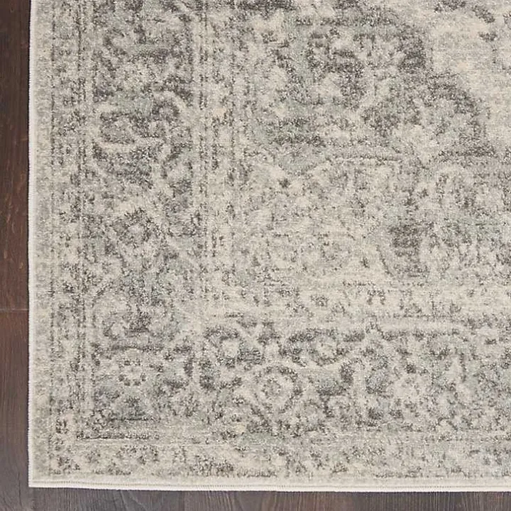 Ivory and Gray Oushak Medallion Area Rug, 5x7