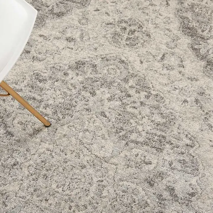 Ivory and Gray Oushak Medallion Area Rug, 5x7