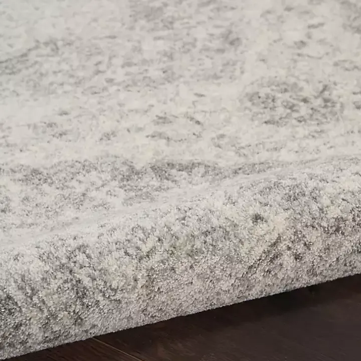 Ivory and Gray Oushak Medallion Area Rug, 7x10