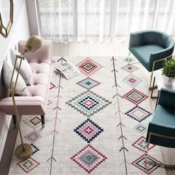 Ivory and Multicolor Aztec Area Rug, 8x10