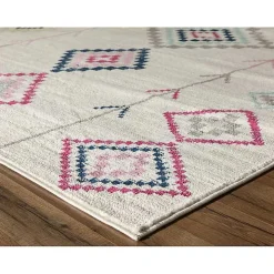 Ivory and Multicolor Aztec Area Rug, 8x10