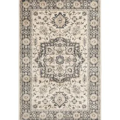Ivory and Navy Laur Vintage Area Rug, 7x9