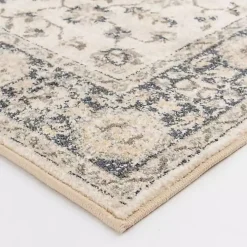 Ivory and Navy Laur Vintage Area Rug, 7x9