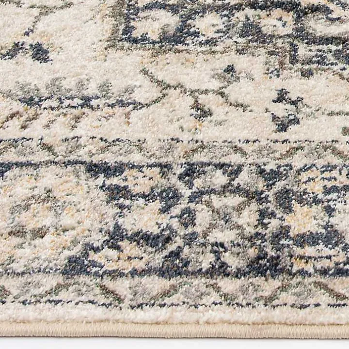 Ivory and Navy Laur Vintage Area Rug, 7x9