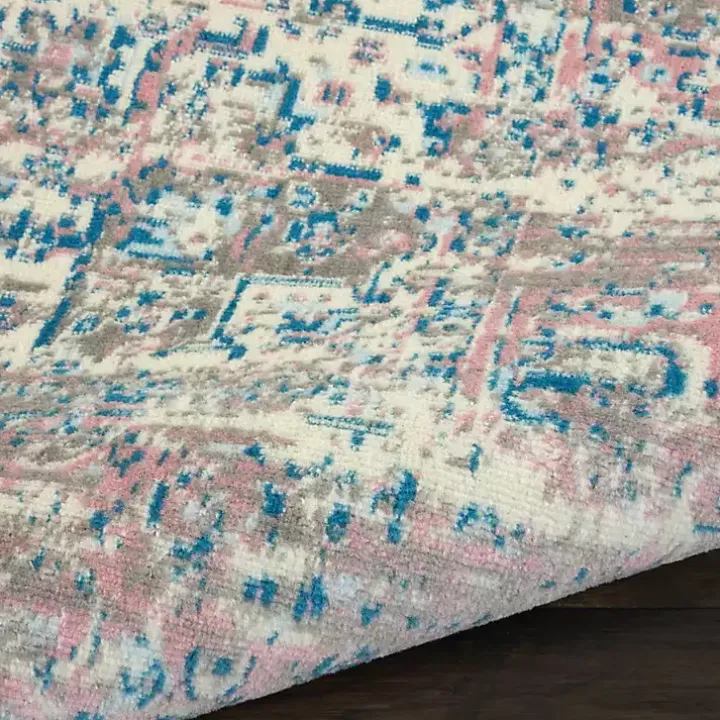 Ivory and Pink Central Medallion Area Rug, 5x7