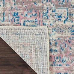 Ivory and Pink Central Medallion Area Rug, 7x9