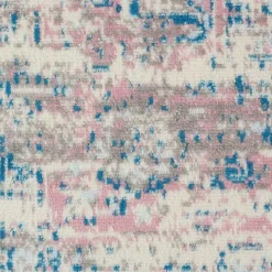 Ivory and Pink Central Medallion Area Rug, 7x9