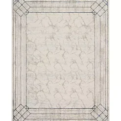 Ivory Art Deco Bordered Area Rug, 7x9