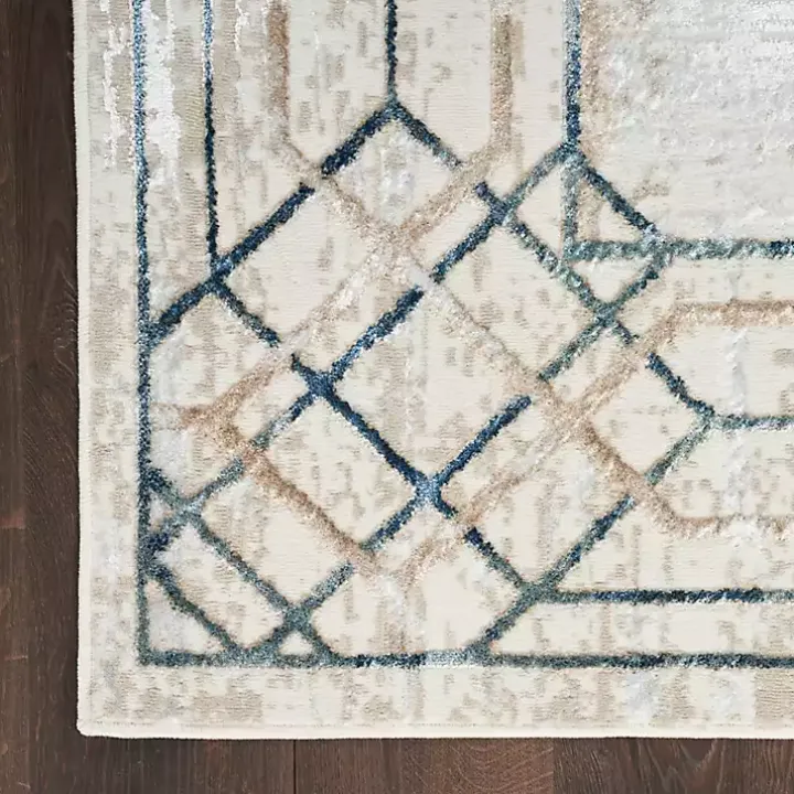 Ivory Art Deco Bordered Area Rug, 7x9