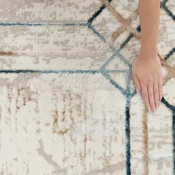 Ivory Art Deco Bordered Area Rug, 7x9