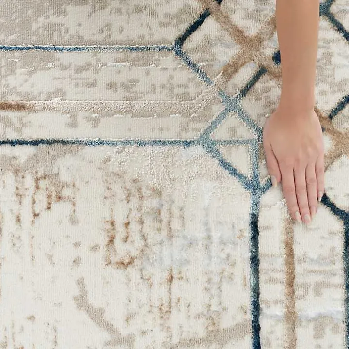 Ivory Art Deco Bordered Area Rug, 7x9