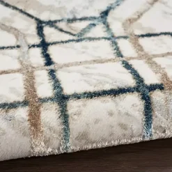 Ivory Art Deco Bordered Area Rug, 7x9